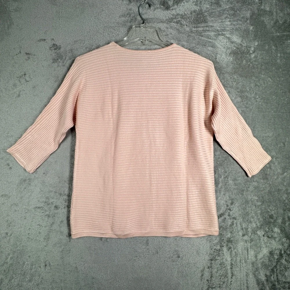 Chicos‎ Shirt Avery Pullover Boatneck Ribbed Knit Pink Pale Dogwood Size Medium